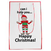 Weihnachts-Elf kann ich dir helfen, glücklichen We Mittlere Geschenktüte (Rückseite)