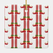 Weihnachts-Elf-Kinder heißen Feiertage-Spaß Keramikornament (Rückseite)