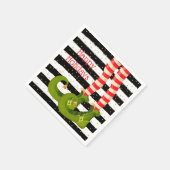 Weihnachts-Elf-Legen Schwarz-Weiß Streifen Serviette (Ecke)