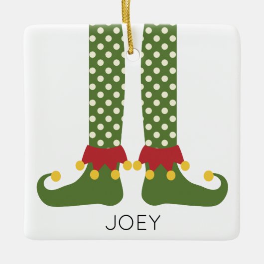 Weihnachts-Elf-Leggings Kinder NAME Urlaub Spaß Keramikornament (Vorderseite)