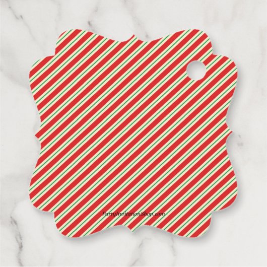 Weihnachts-Elf-Legs Streifen Urlaub Geschenkanhänger (Rückseite)