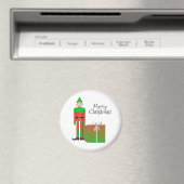 Weihnachts-Elf-Magnet - gestreiftes Geschenkpaket Magnet (In Situ (Geschirrspüler))