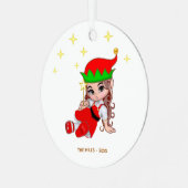 Weihnachts-Elf mit einem Star-Metal-Ornament Ornament Aus Metall (Vorderseite links)