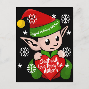 Weihnachts-Elf mit Herz-Jahrgang Bild Postkarte