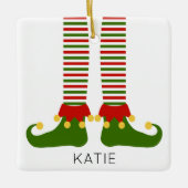 Weihnachts-Elf-NAME Feierlicher Feiertag Spaß Keramikornament (Vorderseite)