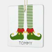 Weihnachts-Elf-NAME Feierlicher Feiertag Spaß Keramikornament (Links)