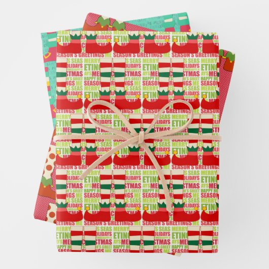 Weihnachts-Elf Niedlicher Spaß Grafik Geschenkpapier Set (Beispiel)