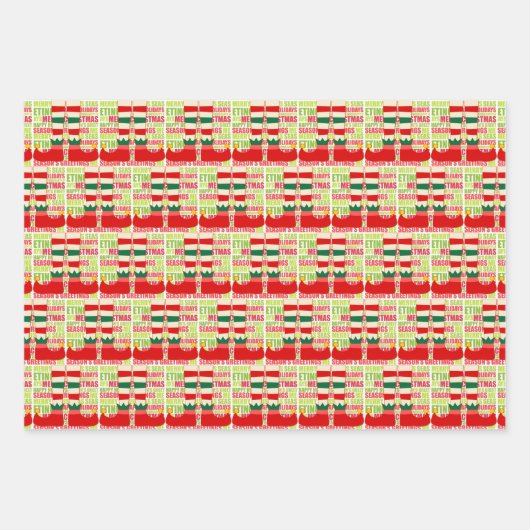 Weihnachts-Elf Niedlicher Spaß Grafik Geschenkpapier Set (Vorderseite)