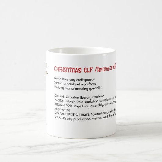 Weihnachts-Elf-Nordpol-Handwerker-Wörterbuch Kaffeetasse (Mittel)