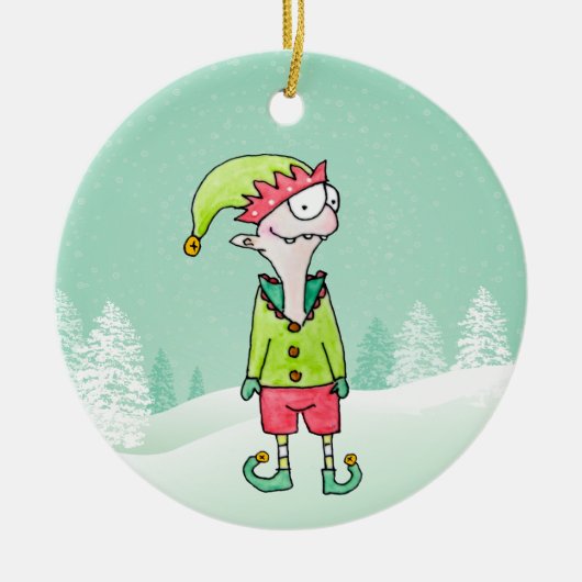 Weihnachts-Elf-Ornament Keramik Ornament (Vorne)