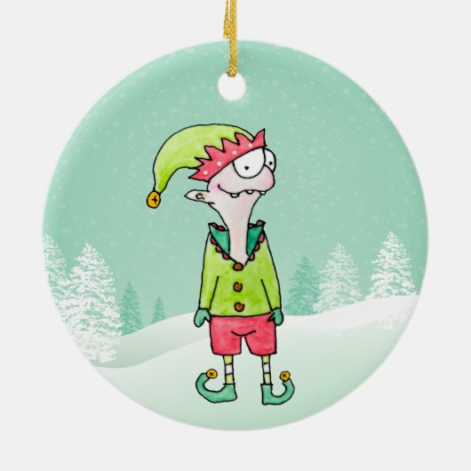 Weihnachts-Elf-Ornament Keramik Ornament (Hinten)