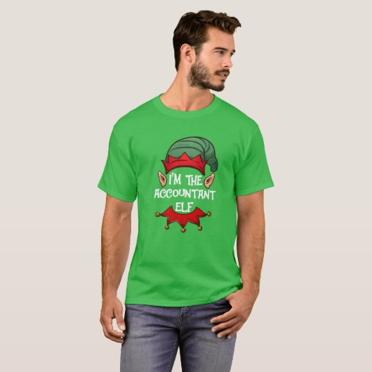 Weihnachts Elf Pajama Geschenk Ich bin der Buchhal T-Shirt (Vorne ganz)