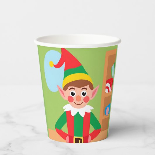 Weihnachts-Elf-Papiertasse Pappbecher (Rückseite)