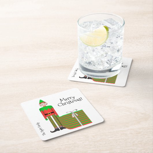 Weihnachts-Elf-Platz-Untersetzer - gestreiftes Ges Rechteckiger Pappuntersetzer (Vor Ort)