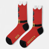 Weihnachts-Elf Red Naughty und Nice Holiday Socks Socken (Linkes Detail)
