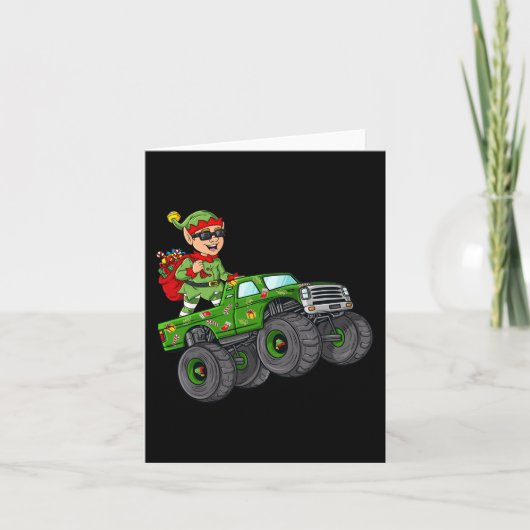 Weihnachts Elf Reitmonster Truck Boys Kinder Famil Karte (Vorderseite)