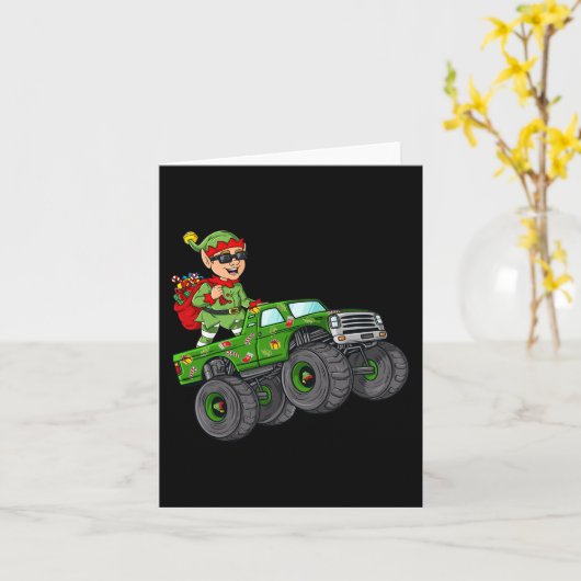 Weihnachts Elf Reitmonster Truck Boys Kinder Famil Karte (Gelbe Blume)