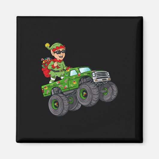 Weihnachts Elf Reitmonster Truck Boys Kinder Famil Magnet (Vorne)