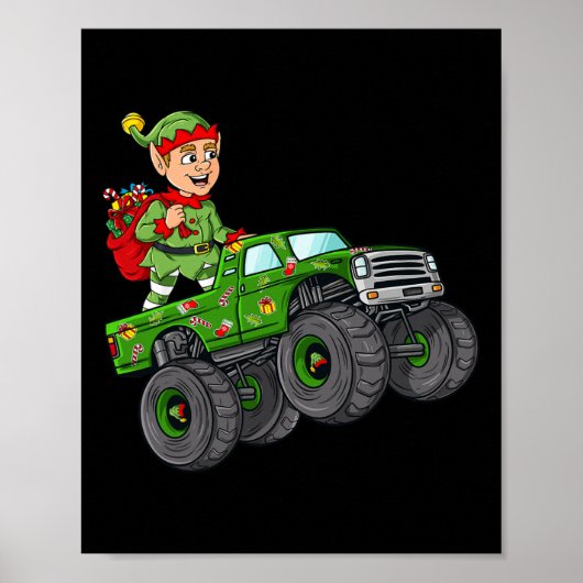 Weihnachts Elf Reitmonster Truck Boys Kinder Famil Poster (Vorne)