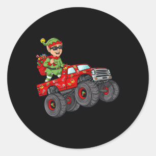 Weihnachts Elf Reitmonster Truck Boys Kinder Famil Runder Aufkleber