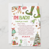 Weihnachts-Elf Rückgabe Ich bin zurück Letter Card Einladung (Vorderseite)