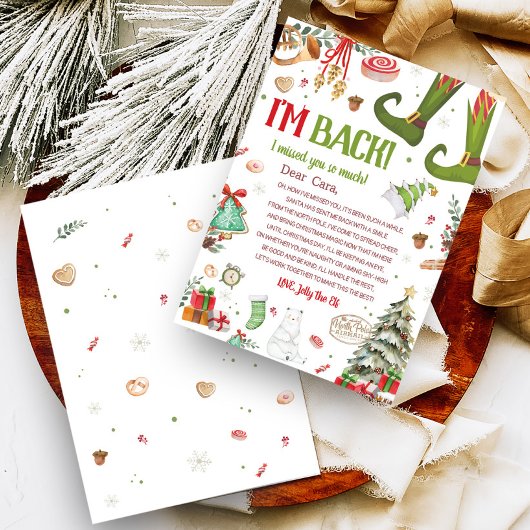 Weihnachts-Elf Rückgabe Ich bin zurück Letter Card Einladung