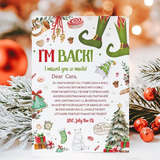 Weihnachts-Elf Rückgabe Ich bin zurück Letter Card Einladung