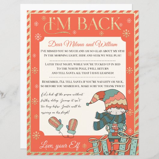 Weihnachts-Elf-Rücksendung (Vorne/Hinten)
