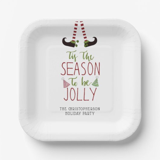 Weihnachts-Elf-Saison wird JOLLY Personalisiert Pa Pappteller (Vorderseite)