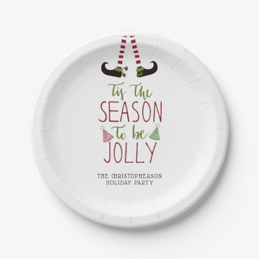 Weihnachts-Elf-Saison wird JOLLY Personalisiert Pappteller (Vorderseite)