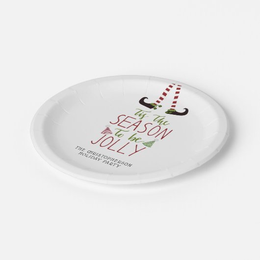 Weihnachts-Elf-Saison wird JOLLY Personalisiert Pappteller (Schrägansicht)