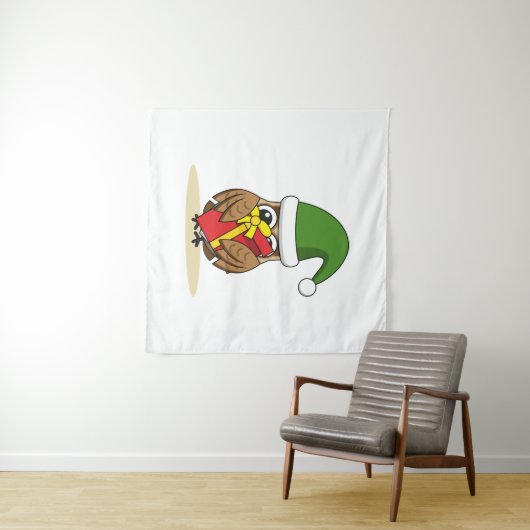 Weihnachts-Elf-Schüssel mit Gegenwart Wandteppich (Beispiel (Horizontal))