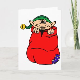 Weihnachts-Elf spielt Weihnachts-Toybag Niedlichen Feiertagskarte