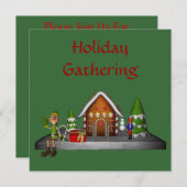 Weihnachts-Elf-Szene-Feier Einladung (Vorne/Hinten)