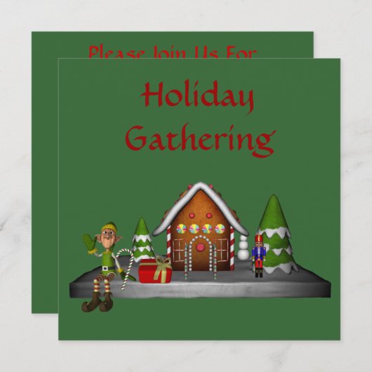 Weihnachts-Elf-Szene-Feier Einladung (Vorne/Hinten)