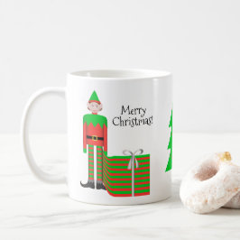Weihnachts-Elf-Tasse - gestreiftes Geschenkpaket Kaffeetasse