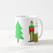 Weihnachts-Elf-Tasse - gestreiftes Geschenkpaket Kaffeetasse (VorderseiteRechts)