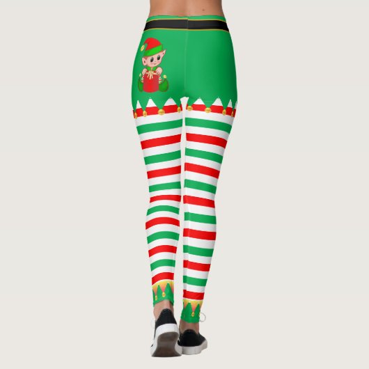 Weihnachts-Elf und Gold-Jingle-Bells Leggings (Rückseite)