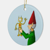 Weihnachts-Elf und Robot Keramik Ornament (Links)