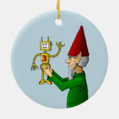 Weihnachts-Elf und Robot Keramik Ornament (Hinten)