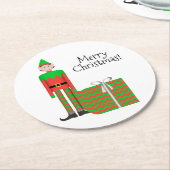 Weihnachts-Elf-Untersetzer - Zickzack Geschenkpake Runder Pappuntersetzer (Angewinkelt)