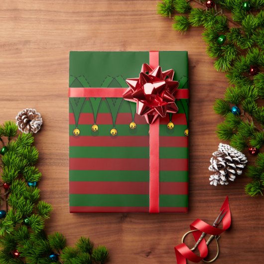 Weihnachts-Elf Wrapping Paper Niedlich Elf Geschen Geschenkpapier (Feiertagsgeschenk)