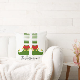 Weihnachts-Elfen-Familien-NAME-Festtagsdekoration Kissen