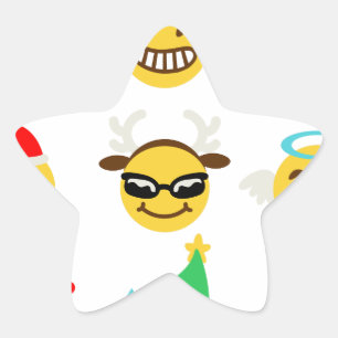 Weihnachts-Emoji glückliche Gesichter Stern-Aufkleber