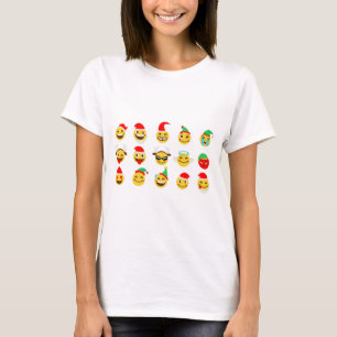 Weihnachts-Emoji glückliche Gesichter T-Shirt