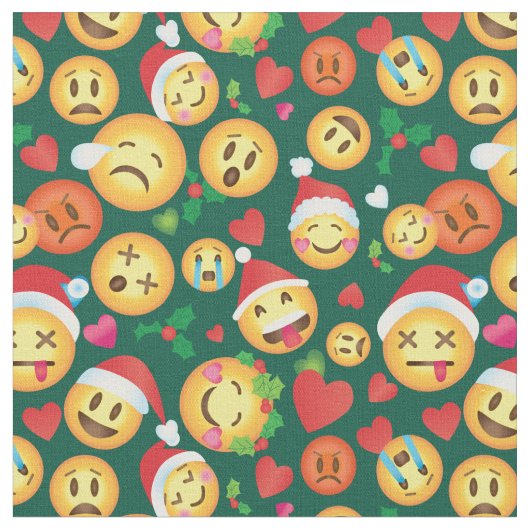 Weihnachts Emoji Print Fabric Stoff (Nahaufnahme)
