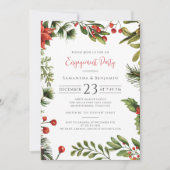 Weihnachts-Engagement Partei Berries Mistletoe Einladung (Vorderseite)