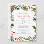 Weihnachts-Engagement Party Grüne Skript Einladung (Vorderseite)