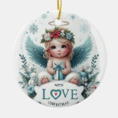 Weihnachts-Engel-Baby-Ornament Keramik Ornament (Vorne)