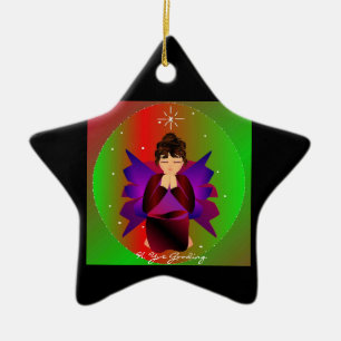 Weihnachts-Engel-Baby rund um die Welt in Schwarz  Keramikornament